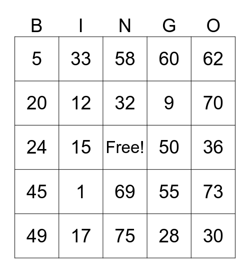 Untitled Bingo Card