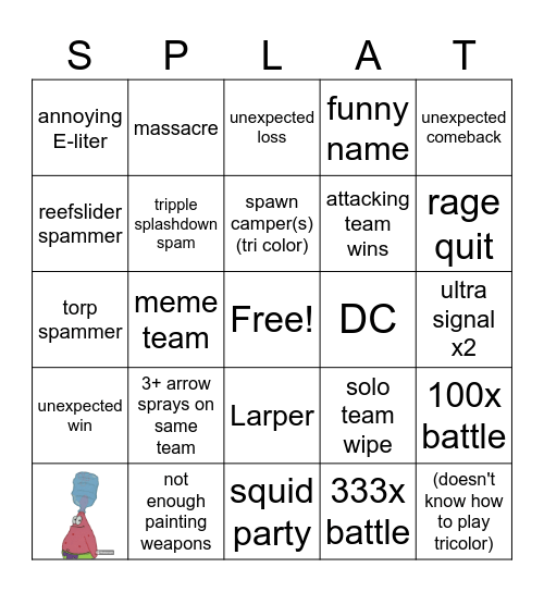 splatoon 3 splatfest bingo Card