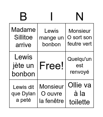9X French Bingo Card