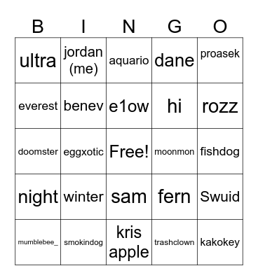 takeover new members board Bingo Card