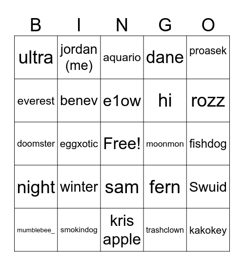 takeover new members board Bingo Card