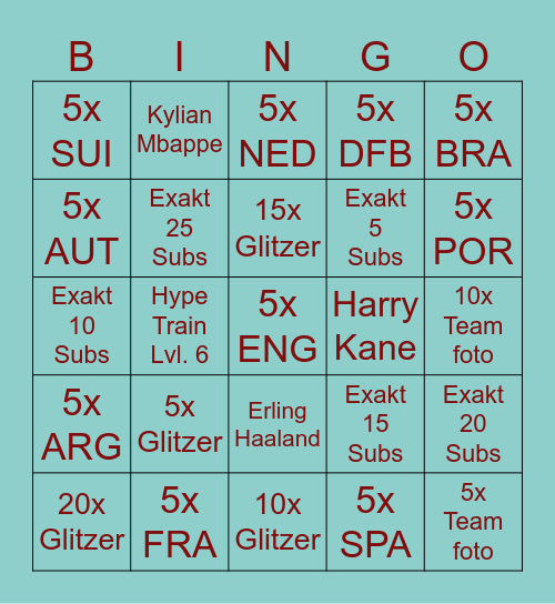 PANINI BINGO 3 Bingo Card