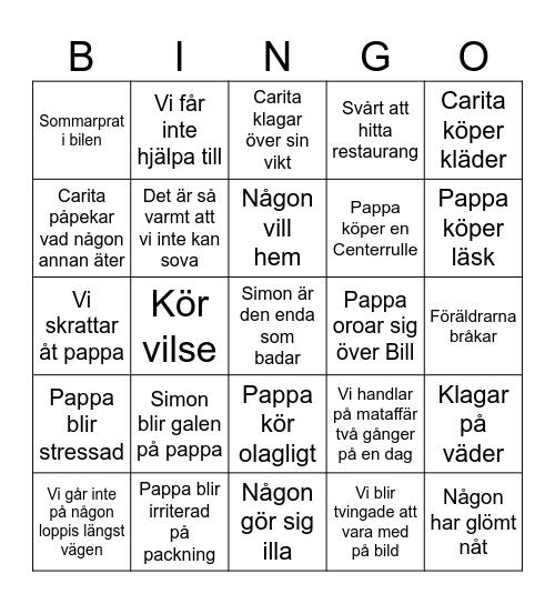 Höga Kusten 26 Bingo Card