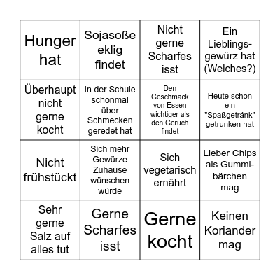 Finde jemanden der... Bingo Card