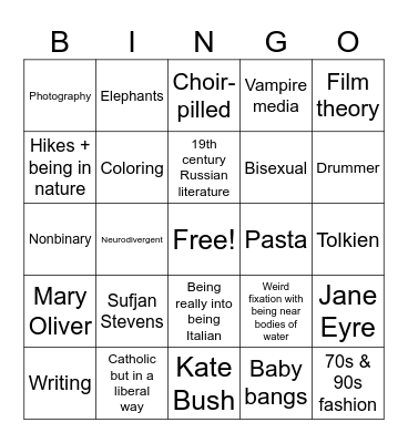 Kat Bingo Card