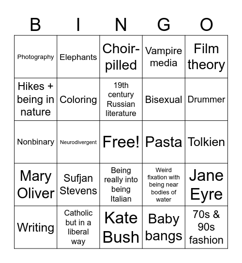 Kat Bingo Card