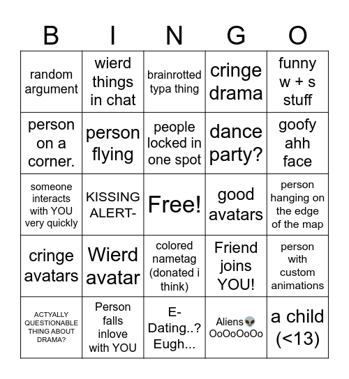 ROBLOX: ⭐ Face Animations (things could happpen) Bingo Card