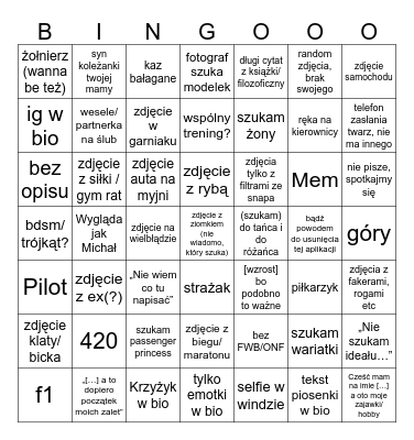 Tinder Bingo Card