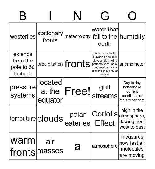 weather bingo  Bingo Card