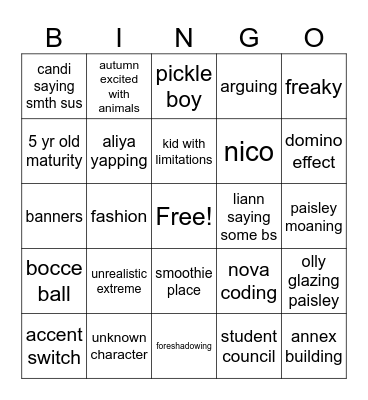 lftnc bingo Card