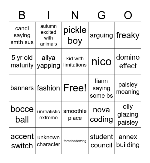 lftnc bingo Card