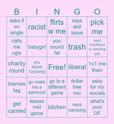 cod boy bingo Card