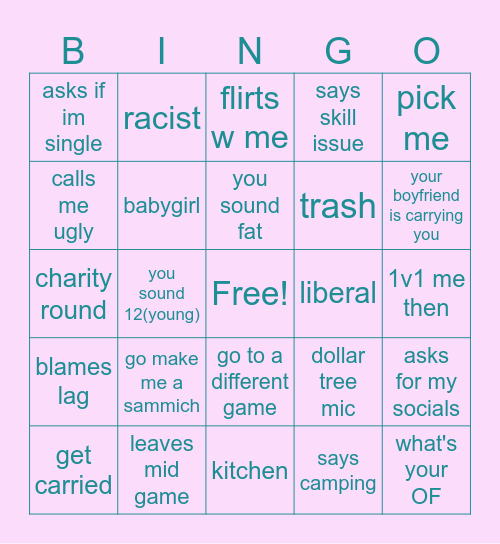 cod boy bingo Card
