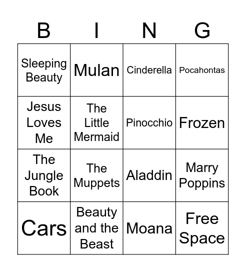 Day at Disney Songs! Bingo Card