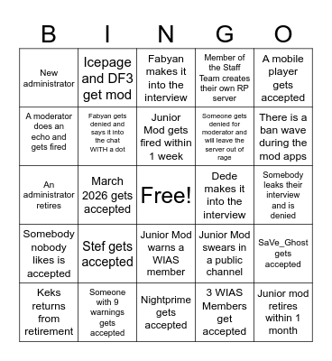 Mod Application 19.07.2026 Bingo Card
