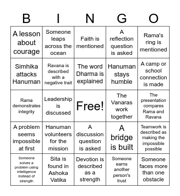 Ramayana Pt. 2 Bingo Card