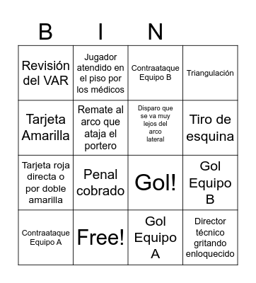 BINGO FÚTBOL Bingo Card