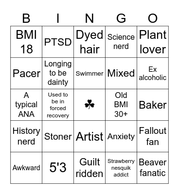 NAO'S Bingo Card
