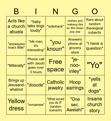 Dani Bingo Card