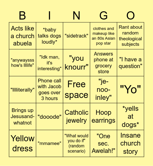 Dani Bingo Card