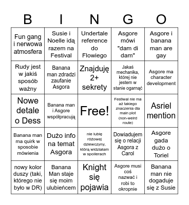 Deltarune Chapter 5 bingo Card