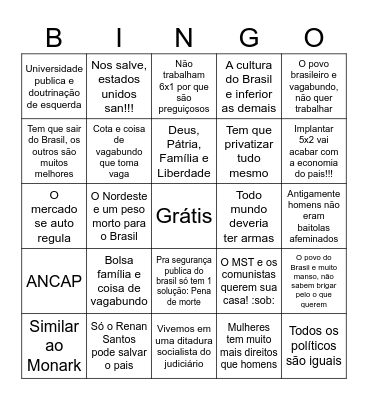 Bingo Top Ragebait da Atualidade Bingo Card