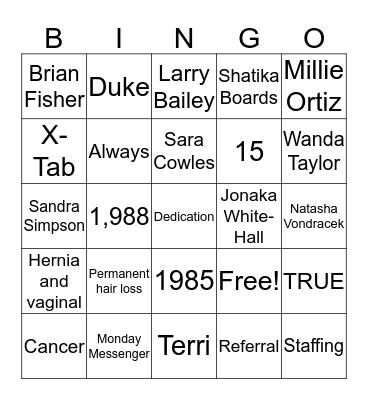 Clients First Day  Bingo Card