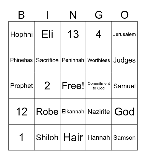 Samuel Lesson 1 Bingo Card