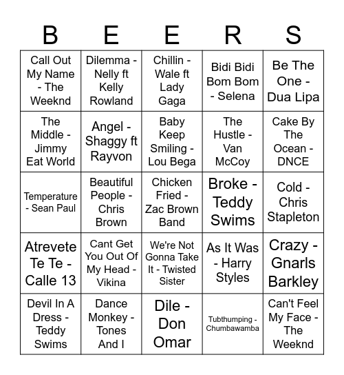 BONUS 6 Bingo Card