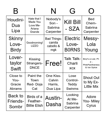 Love Island Bingo Card
