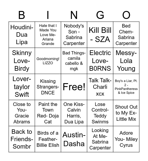 Love Island Bingo Card