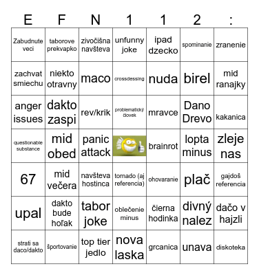 Táborové bingooo Bingo Card