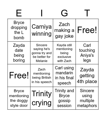 Love island USA season 8 finale Bingo Card