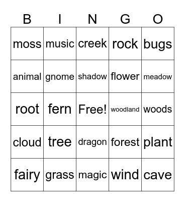 Enchanted Forrest Bingo Card