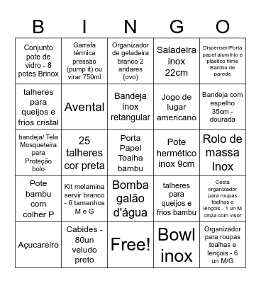 Chá de Panela Bingo Card