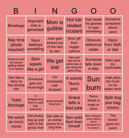 Baz Bingo Card