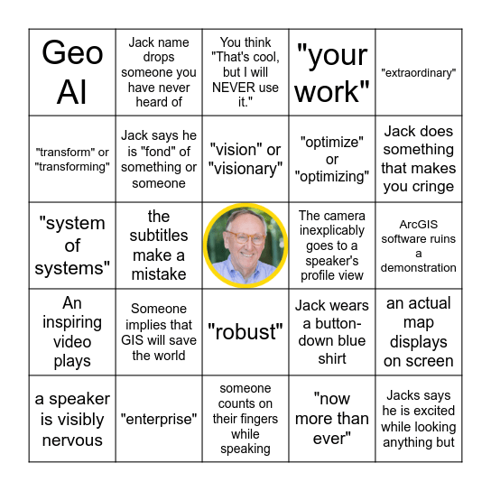 Esri UC Plenary Bingo Card