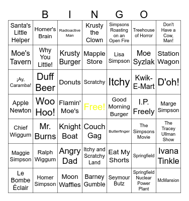 The Simpsons Bingo Card