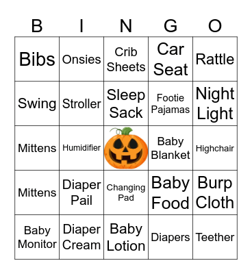 Baby Bingo Card