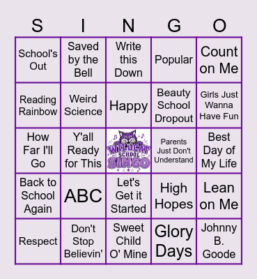 Wildcat School Singo Bingo Card