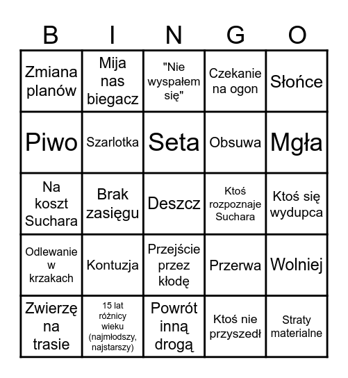 Bingo Górskie Bingo Card