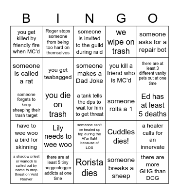 Going Ahead TK Bingo Card