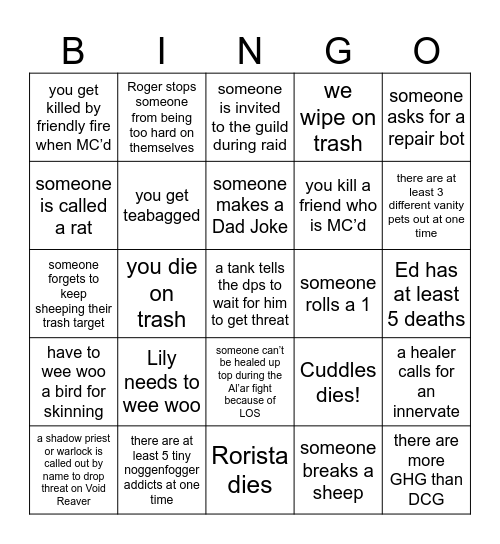 Going Ahead TK Bingo Card