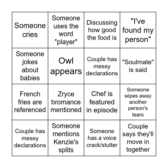 Love Island Finale! Bingo Card
