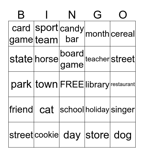 Pronoun Bingo! Bingo Card