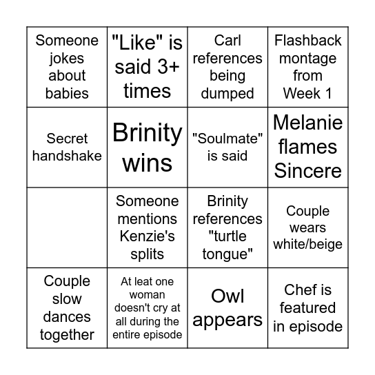 Love Island Finale! Bingo Card