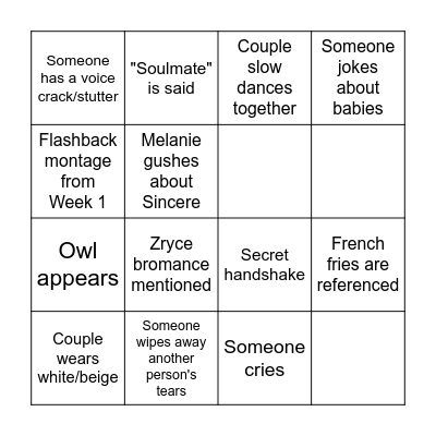 Love Island Finale! Bingo Card