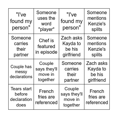 Love Island Finale! Bingo Card
