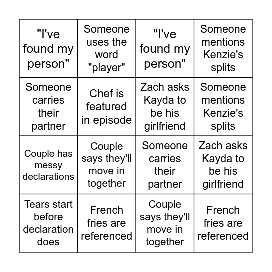 Love Island Finale! Bingo Card