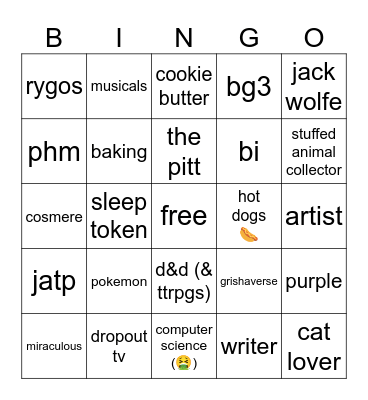 grace starter pack Bingo Card